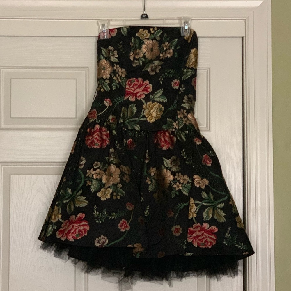Black Floral Dress w/ Multiple Sashes